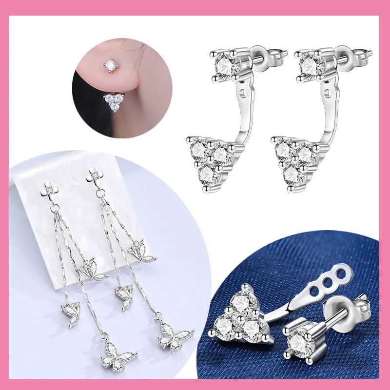 

Простые и универсальные серьги-кольца из стерлингового серебра 925 пробы с белым цирконом и кисточкой-бабочкой, ювелирные изделия на годовщину свадьбы, подарок для женщин