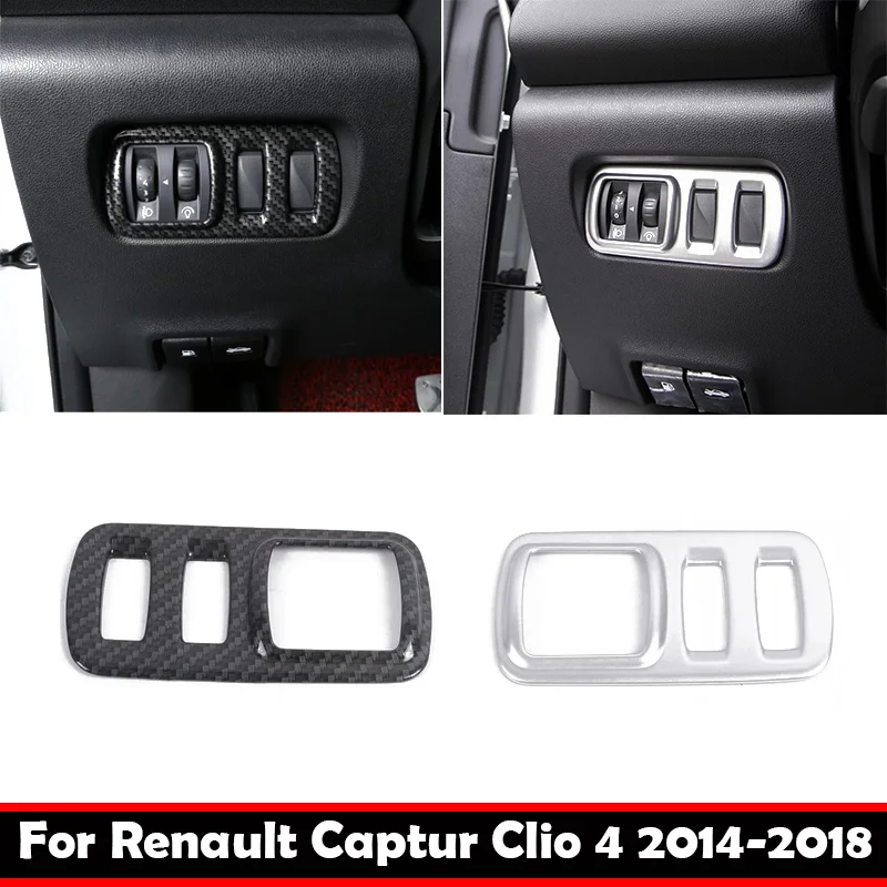 For Renault Captur Clio 4 2014-2018 ABS carbon Car Headlight Adjustment Switch Control Button Cover trim Interior AccessoriesLHD