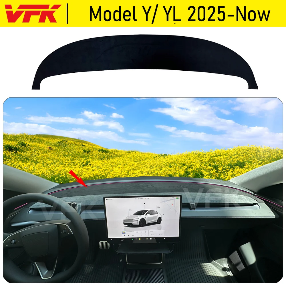 VFK For 2026 2025 Tesla Model Y Juniper Model YL Dashboard Cover Pad Protector Anti-UV Dash Mats Anti-dirty Interior Accessories