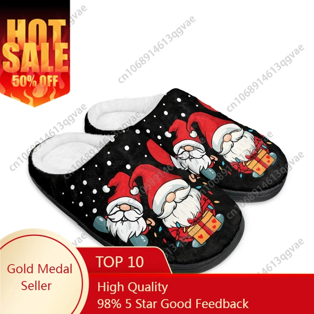 

Merry Chrismas Cartoon Dwarf Deck the halls Home Cotton Slippers Mens Womens Teenager Plush Bedroom Keep Warm Custom Slipper