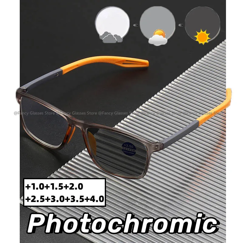 

HD Photochromic Reading Glasses for Men Classic Color Changing Presbyopia Sunglasses Women Fashionable TR90 Far Sight Eyewear