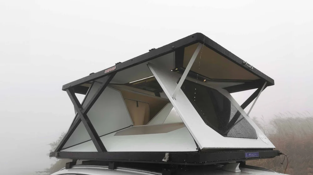 Camión al aire libre 600w Solar Camping RV coche viaje remolque aluminio 3-4 personas tienda de techo tienda de techo de carcasa dura