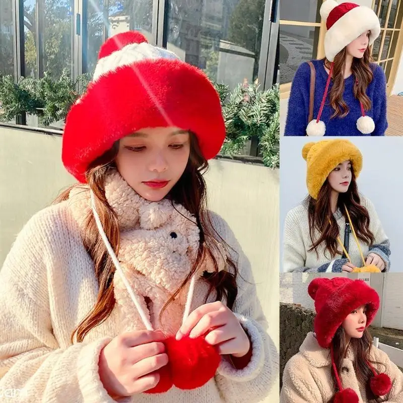 الحلو لطيف عادية الدافئة الباردة واقية قبعة صوفية موضة أفخم الكرة محبوك قبعة مع بوم بوم قبعة صغيرة للسيدات النساء