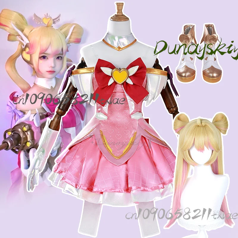 

Аниме Лолита Волшебная Девушка Джуно Косплей Костюм Милое Розовое Платье Парик Туфли Женщины Девушка Хэллоуин Униформа OW Игровой Костюм