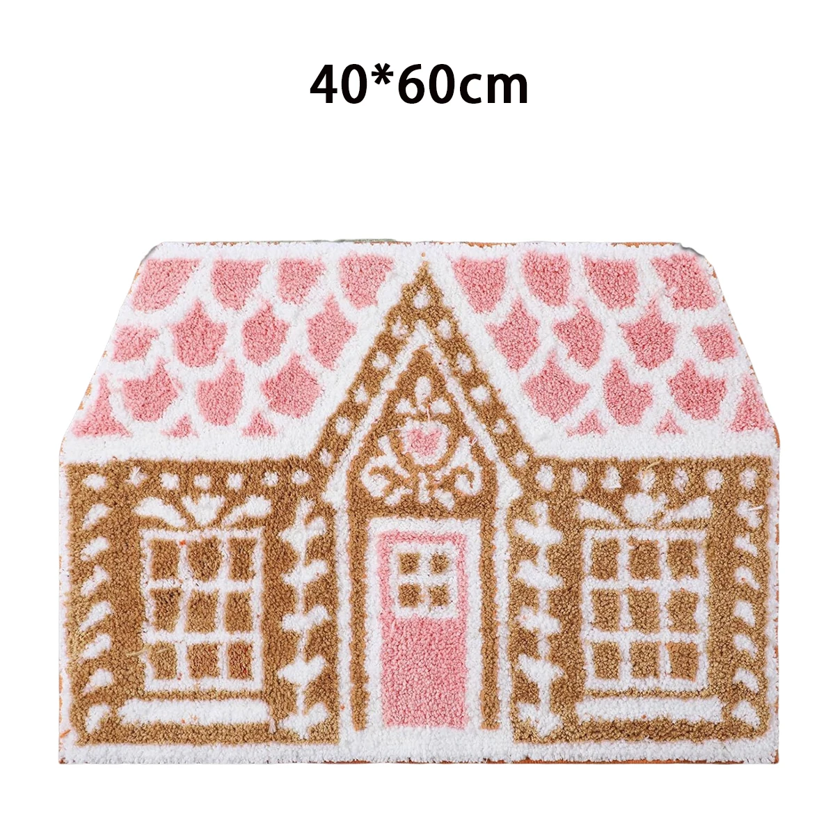 Pink Gingerbread Bathroom Rug Slip Christmas Kitchen Carpet Resistant to Shedding Lock - Use - Ideal Bedroom, Living