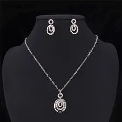 U7 Necklace Set For Women Gold/Silver Color Rhinestone Fashion Jewelry Trendy Necklace Earrings Party Jewelry Sets S515