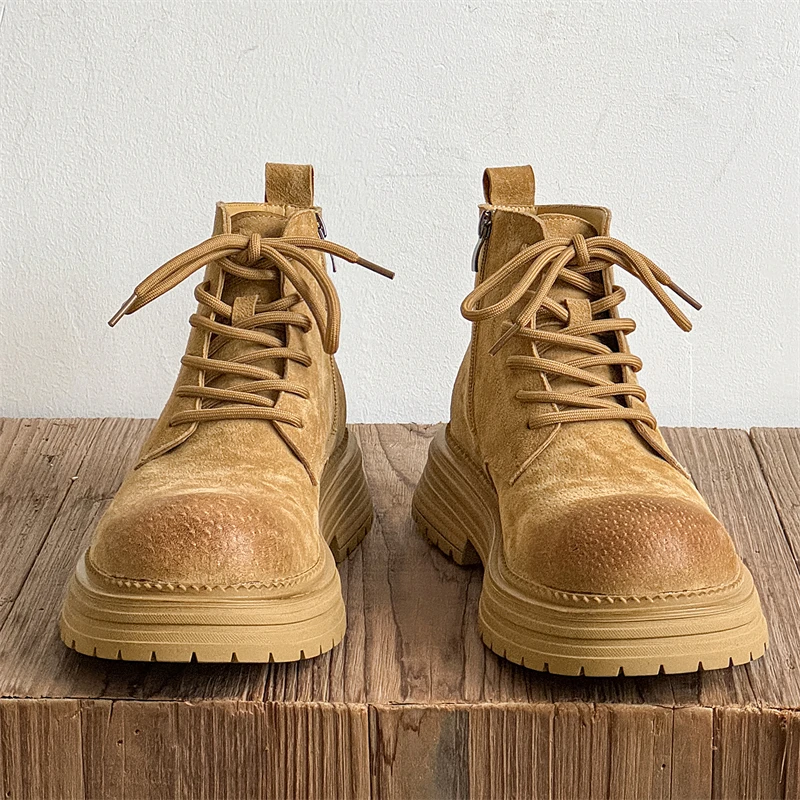 

Новые осенне-зимние высокие сапоги для пар, матовые нескользящие амортизирующие персонализированные высококачественные модные желтые ботинки