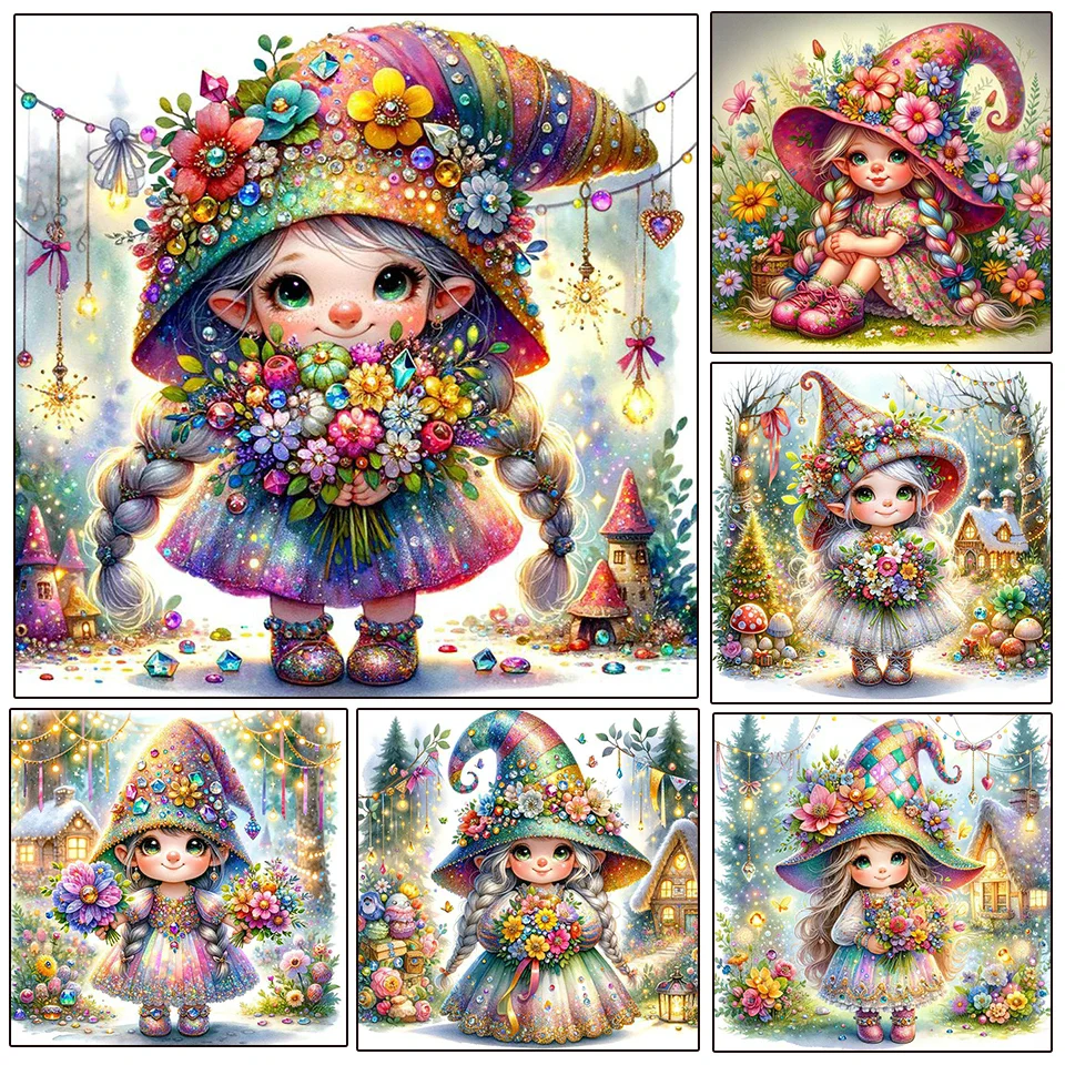 5D Diy Diamond Painting Christmas Diamond Mosaic Children's Hobby Santa Girl Cross Stitch Cartoon Picture Home Decoration