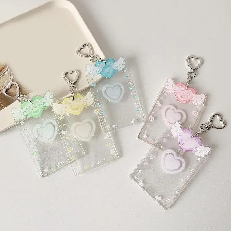 사진 카드 홀더 Photocard 키 체인 슬리브 수호자 배낭 지갑 Schoolbag에 대 한 아크릴 투명 키 체인 펜 던 트