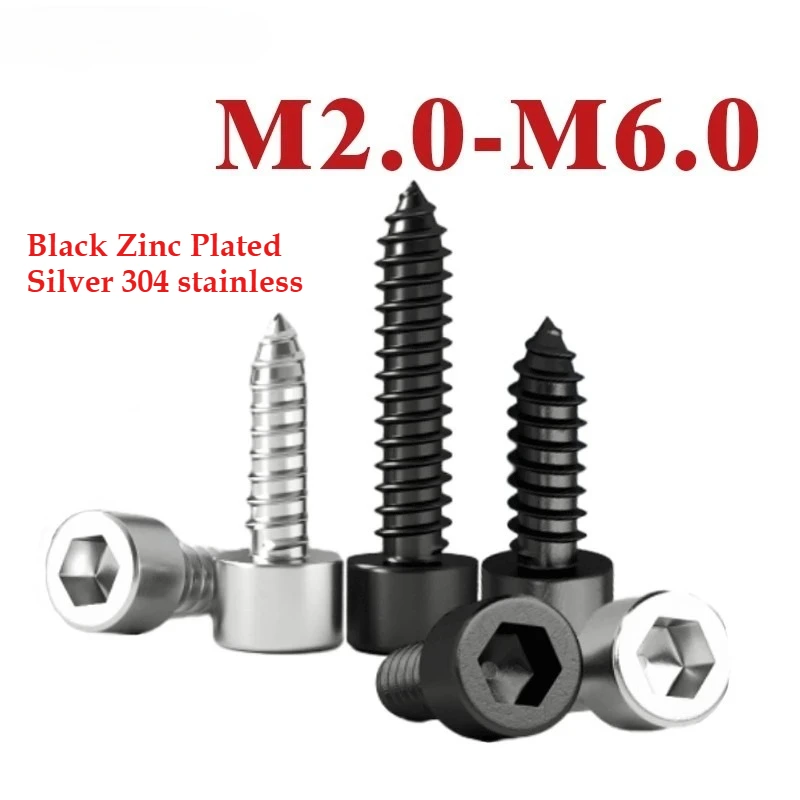 

M2 M3 M3.5 M4 M5 M6 Hex Hexagon Socket Cap Head Self Tapping Screw 8.8 Grade Black/Nickel Zinc Allen Head Furniture Wood Screw