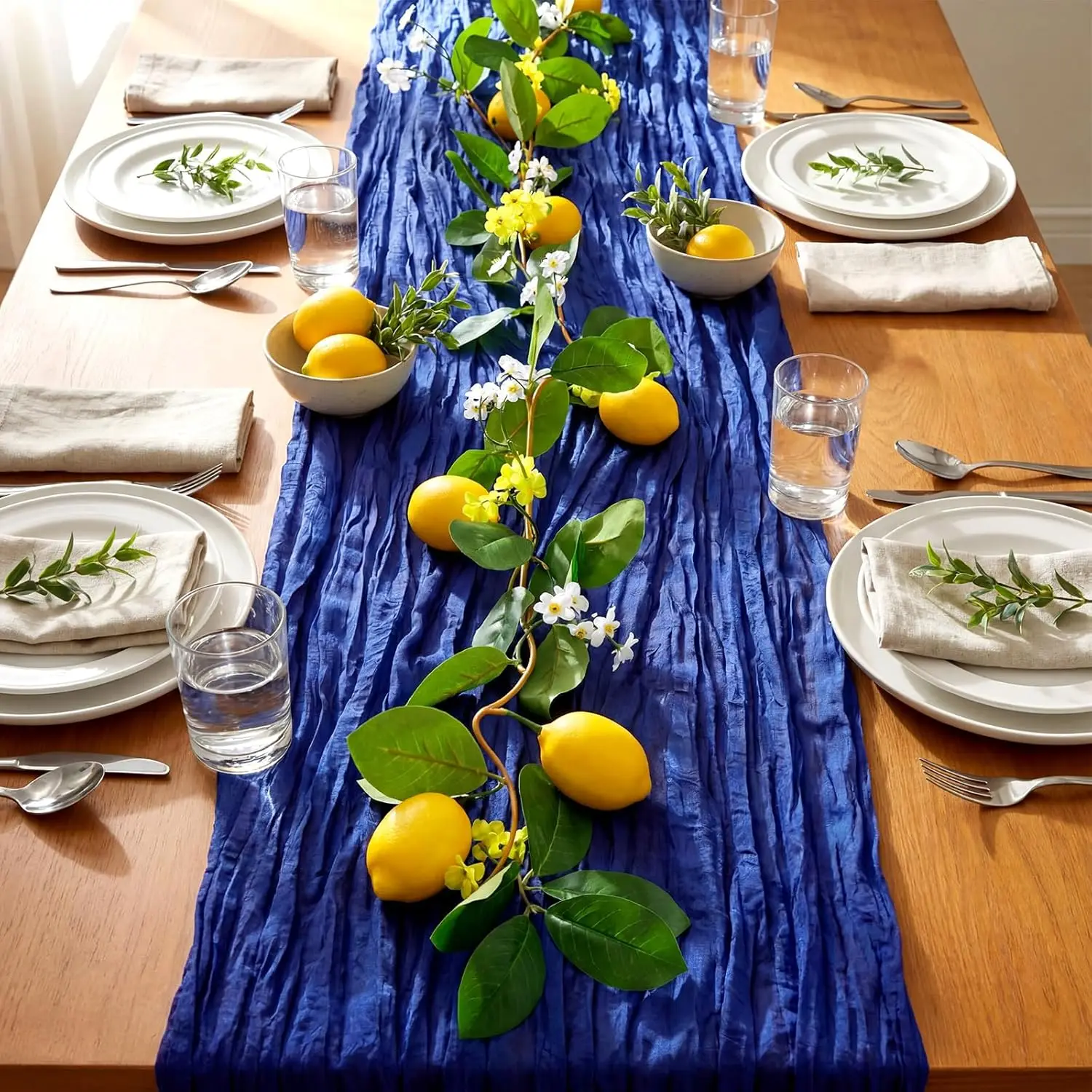 1pc Cheesecloth Table Runner Blue Tablecloth Gauze Sheer Boho Home Decor Wedding Party Bridal Baby Shower Birthday Decoration