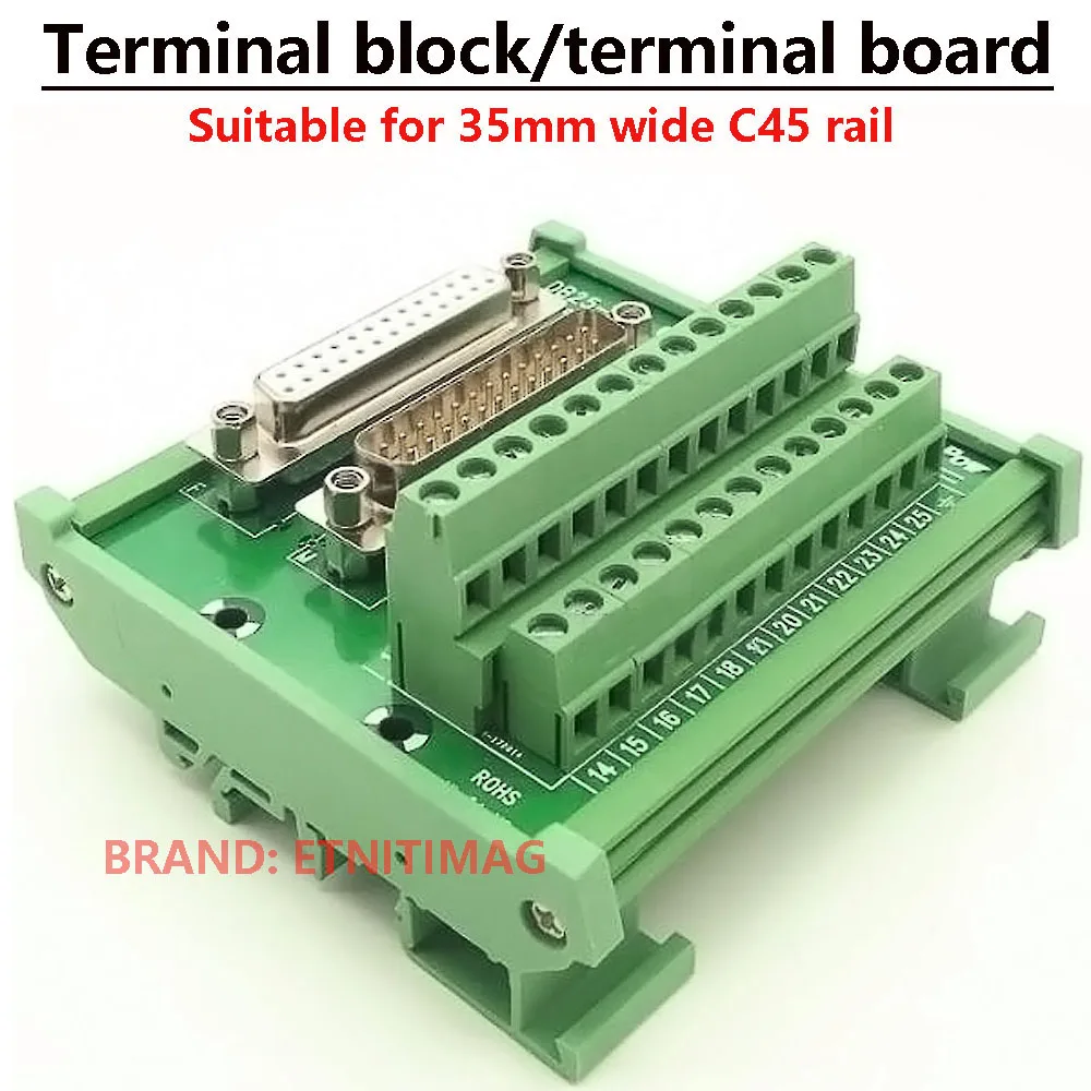 ETNITIMAG Adapter terminal, wiring terminal block DB25-MG6, external opening size 72 * 86mm, suitable for 35mm wide C45 rail