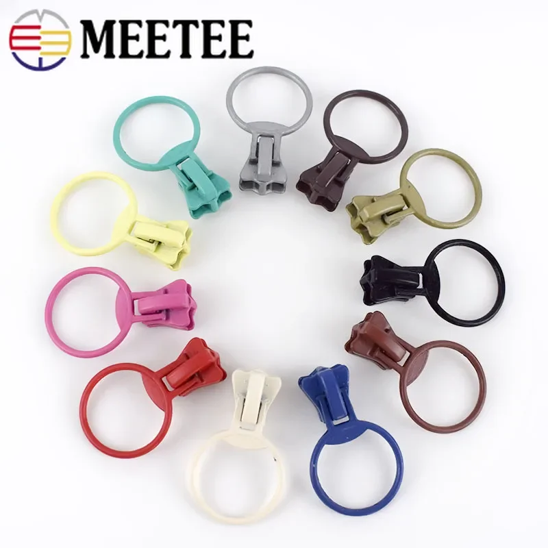 10/20Pcs 5# Zipper Sliders For Resin Zippers O Rings Bags Zip Pull Head Zips Repair Kit DIY Sewing Replacement Accessories