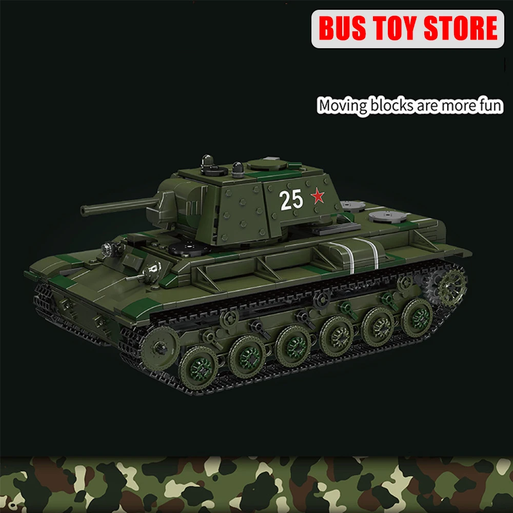 MOULD KING  Tank Military World War II Russia KV-1 Heavy Tank Building Blocks Remote Control Toys for Adults Kids Gifts 20025
