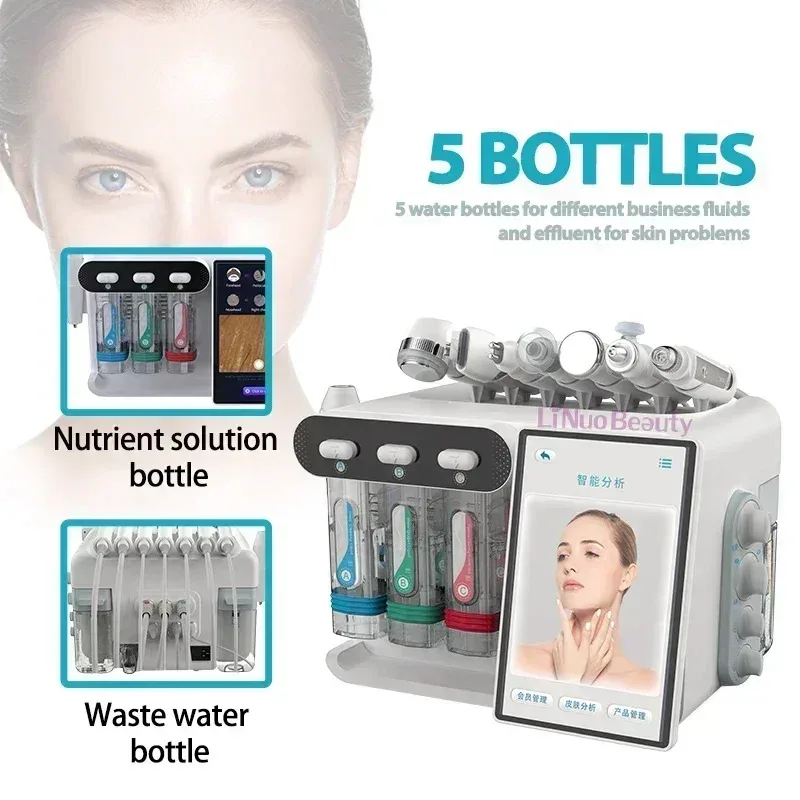8 In1 Hydra Oxygen Jet Peel Aqua Peeling Deep Cleaning Skin Analyzer Machine Small Bubble Hydra Microdermabrasion Facial Machine