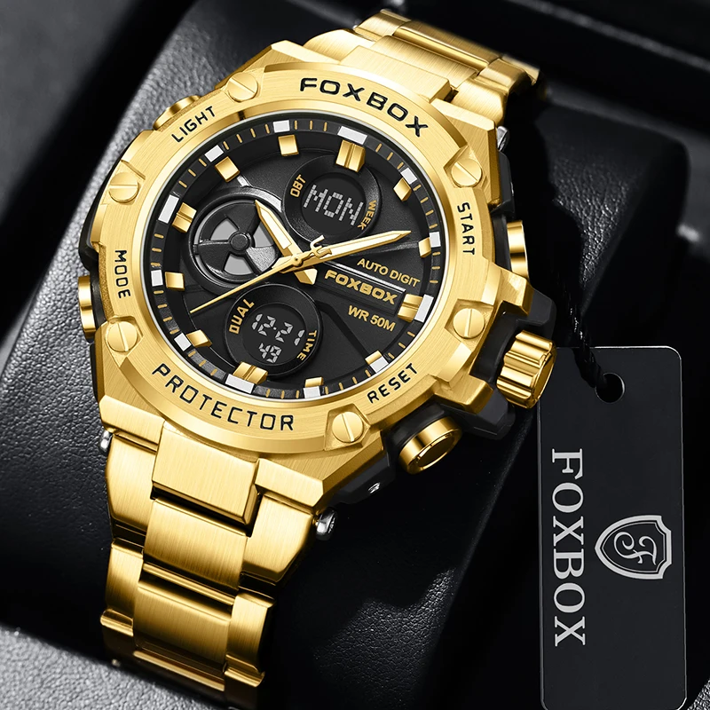 Top LIGE fashion watch  brand men quartz wristwatches dual display watch waterproof LED Gifts for men clock Relogio Masculino