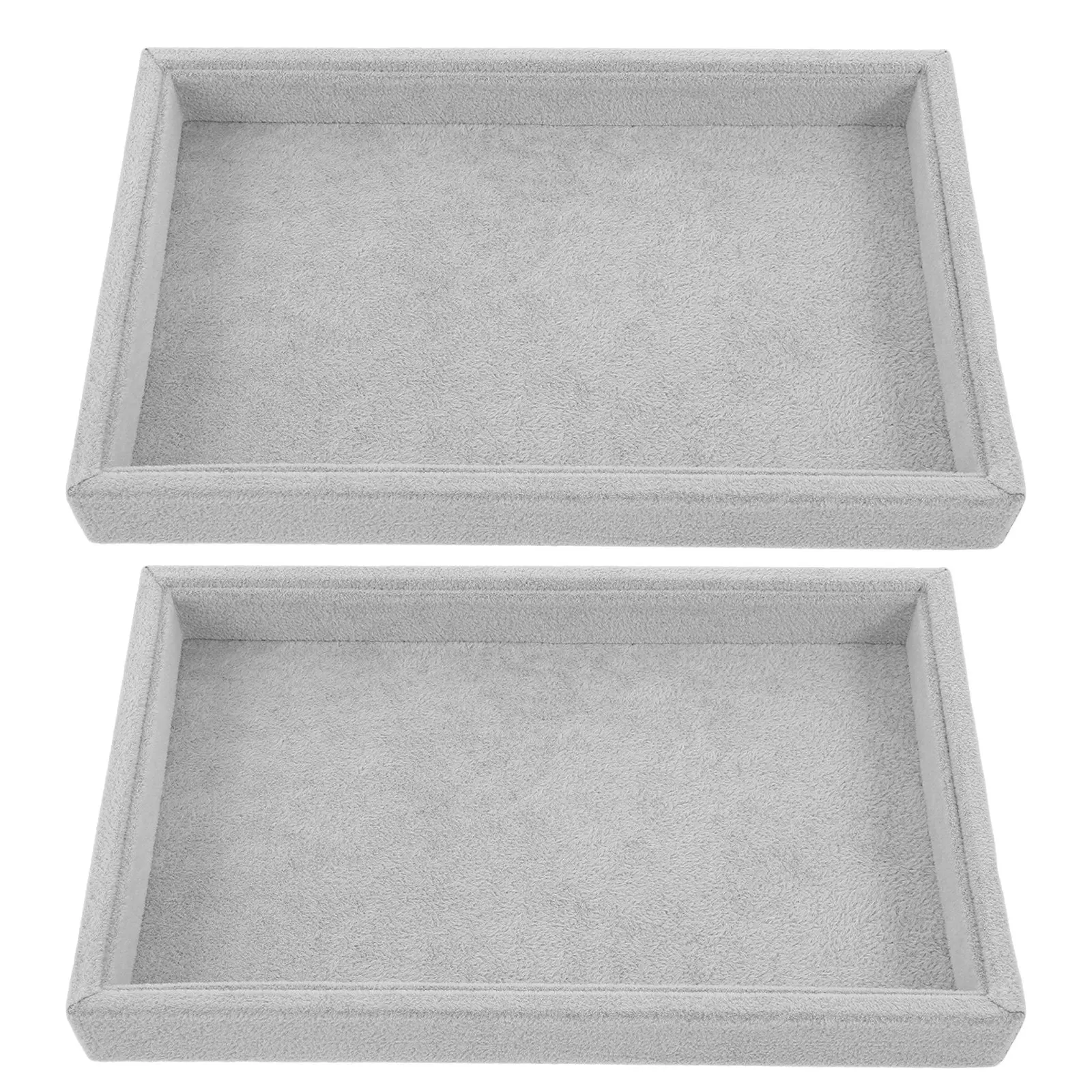 

2Pcs Ice Gray Jewelry Tray Stackable Organizer for Rings Bracelets Necklaces Vanity Dresser Display Showcase Storage