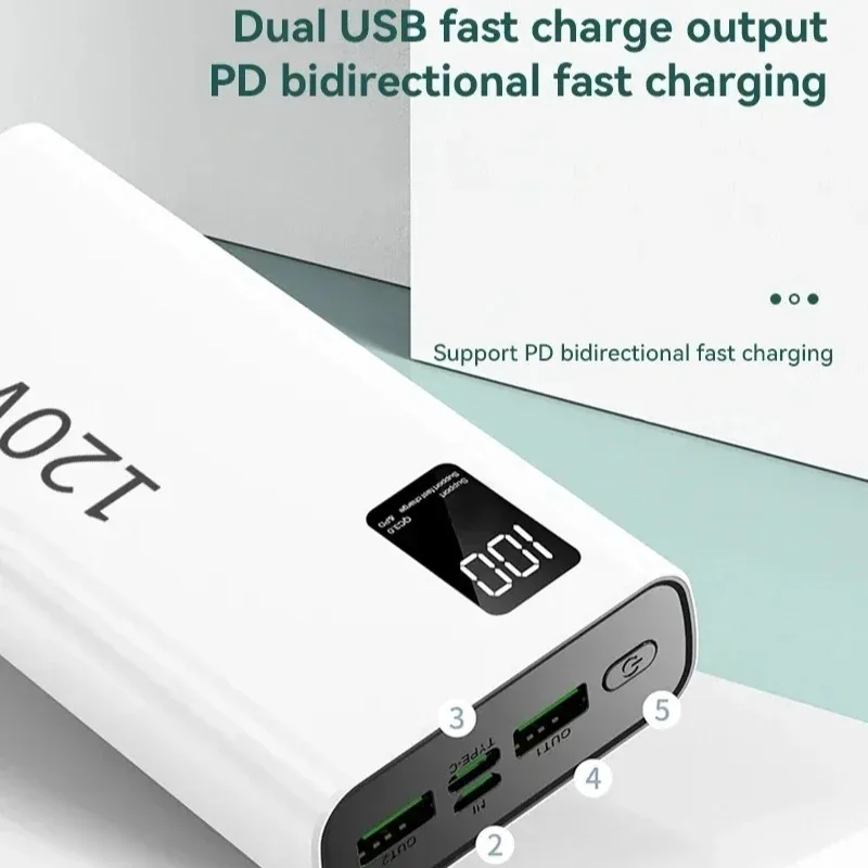 120 واط عالية الطاقة شحن سريع 10000/20000 مللي أمبير المحمولة قوة البنك شاحن بطارية احتياطية آيفون لسامسونج لهواوي #2