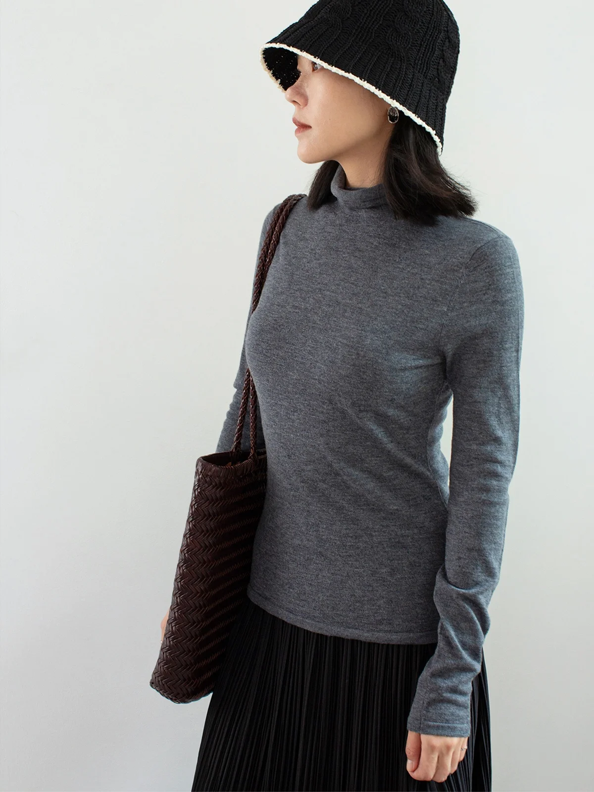 

New ey High Collar Knitted Sweater Women's Sle 2024 Chic Base Layer Spor Lazy High End Feel Winter Early Autumn