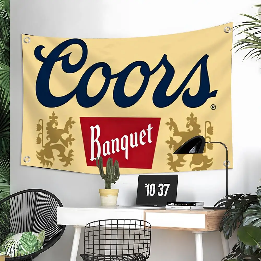 C-Coors B-Banquet Flags Custom Wall Hanging Background Art Banner For Bedroom Home Living Room Outdoor Decor