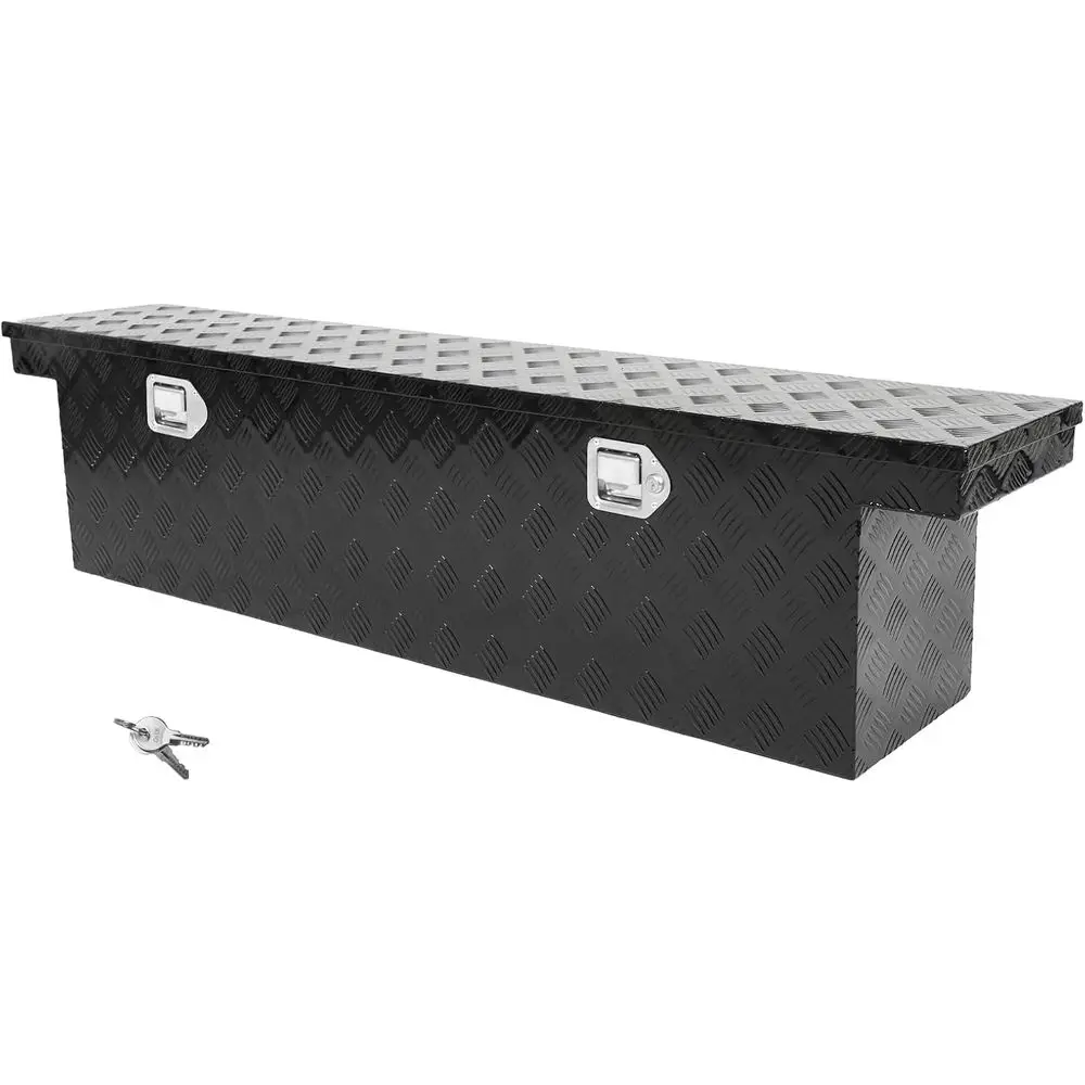 

Rugged 5-Drawer Truck Bed Toolbox with Side Handles, Lockable, 60x12x14 - Black