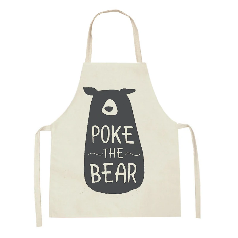 Cartoon Cute Black White Deer Polar Bear Printed Kitchen Aprons Women Home Cooking Baking Waist Bib Sleeveless Baking Pinafore