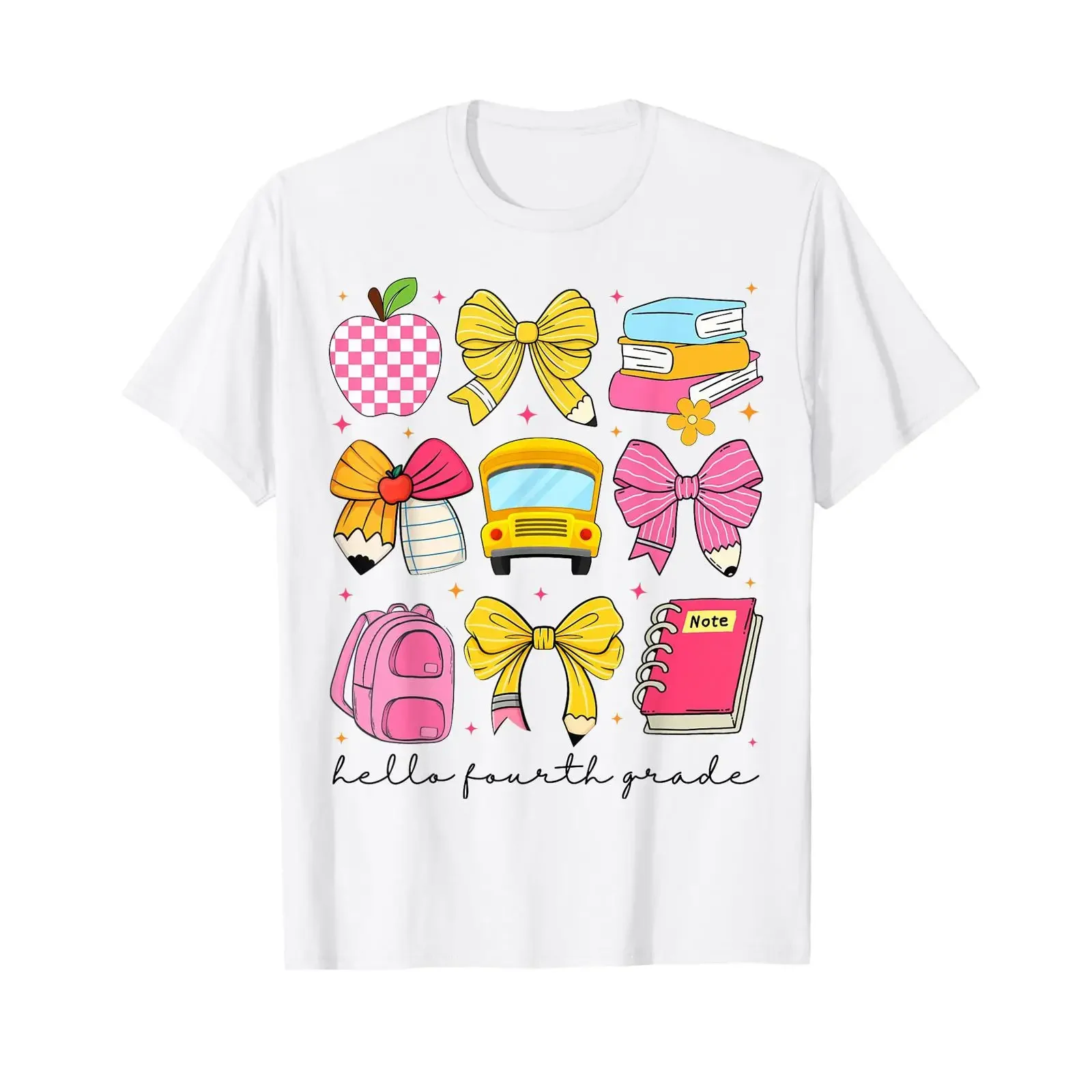 Hello Fourth Grade Back to School Coquette Bow Girls Squad T Shirt vintage Washed Breathable fashion homme graphic Unisex Soft