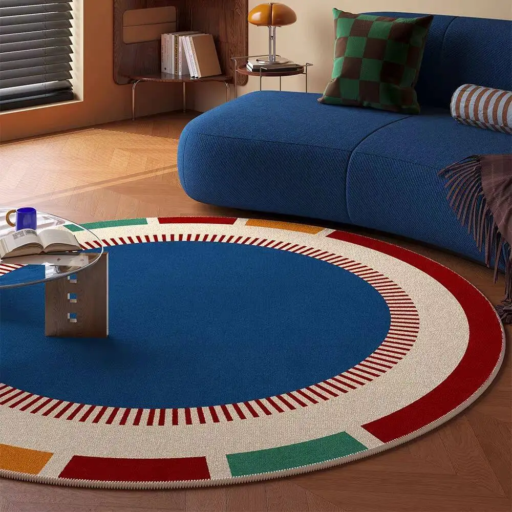 

Retro Color Round CARPETS for Living Room Decoration Home Bedroom Soft Non-slip Rug Cloakroom Study Table Chair Mat Washable