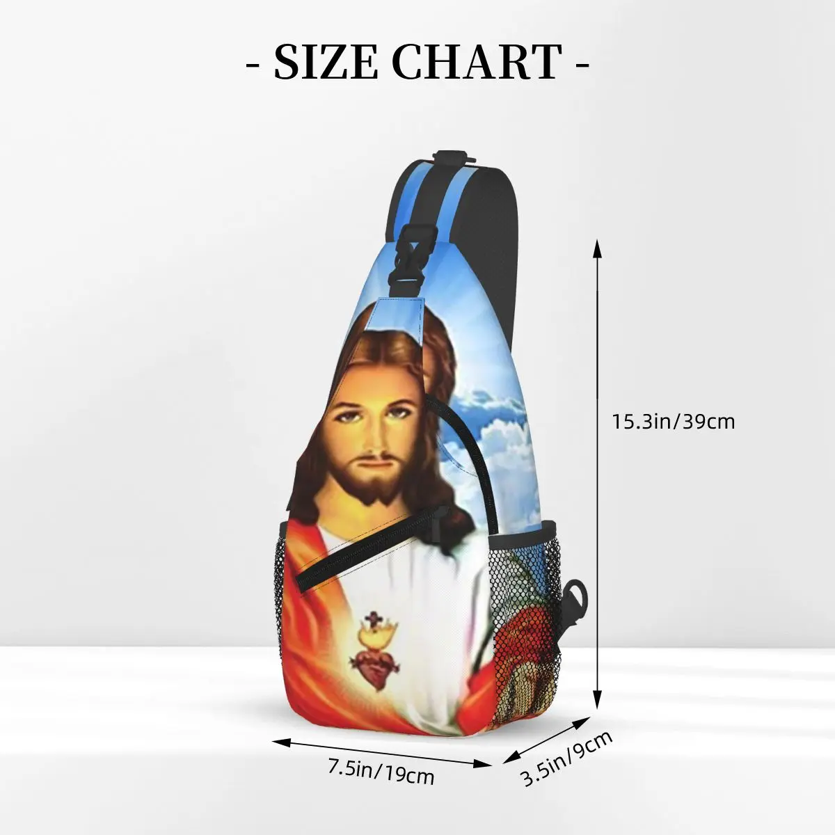 القلب المقدس ليسوع المسيحية الكاثوليكية الله حقيبة صدر للرجال الرجال الرافعة Crossbody على ظهره حقيبة الصدر حقيبة السفر Daypack حقيبة كتف #3