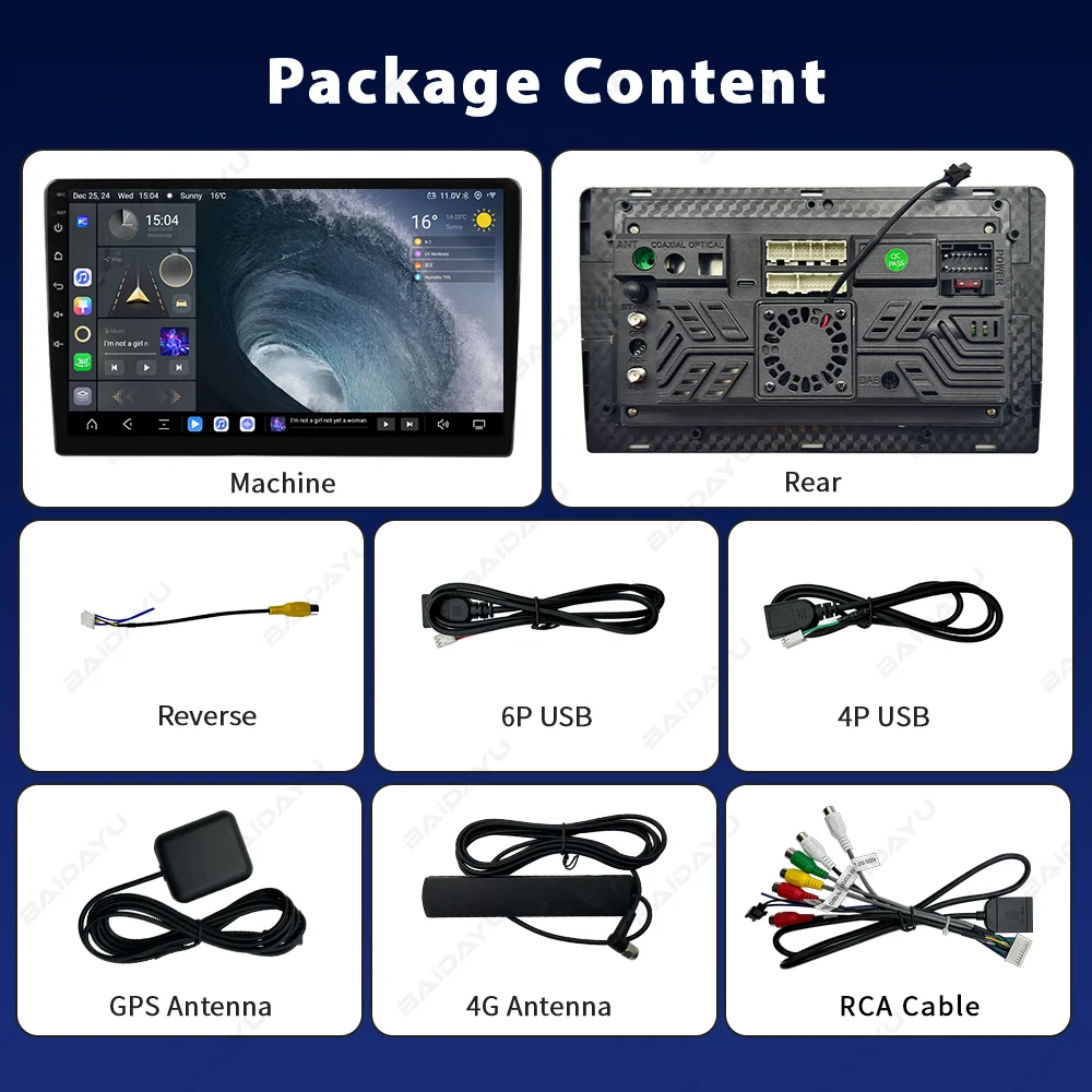 Baidayu TS20 2K 7870 QLED Display Screen Car Radio Universal Android GPS Navigation Stereo Customizable DVI CarPlay DVD USB DSP