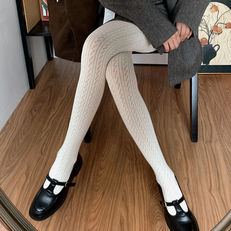 

Осень-зима, ажурные круглые колготки, женские чулки с геометрическим узором, 2025 год, базовые тонкие колготки в стиле Y2K