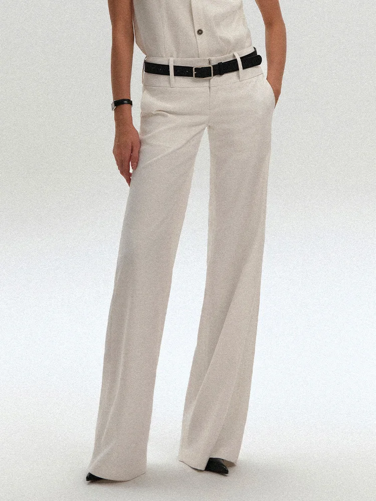 

EYLAND 2026 Весенние Новые Женские Брюки с Широким Поясом, Стройнящие, Повседневные, С Драпировкой, Низкая Талия, Полиэстер, Для Офиса, Модные