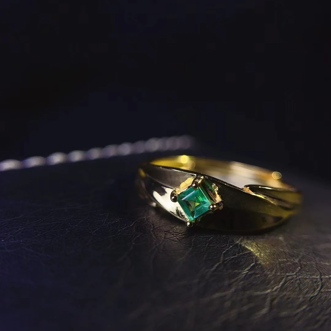 KJJEAXCMY Women's Ring | Natural Emerald with S925 silver , electroplated color retention process, high-clarity support testing