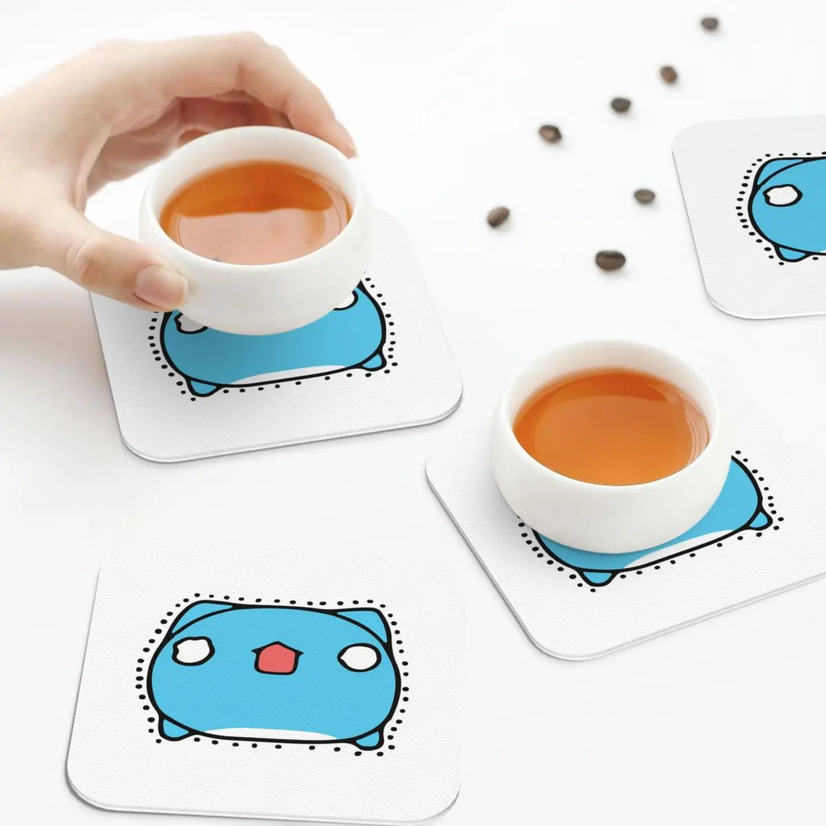 Comic Cat Bugcat Capoo Bug Cat Coasters Kitchen Placemats Insulation Cup Coffee Mats For Decor Home Tableware Pads Set of 4