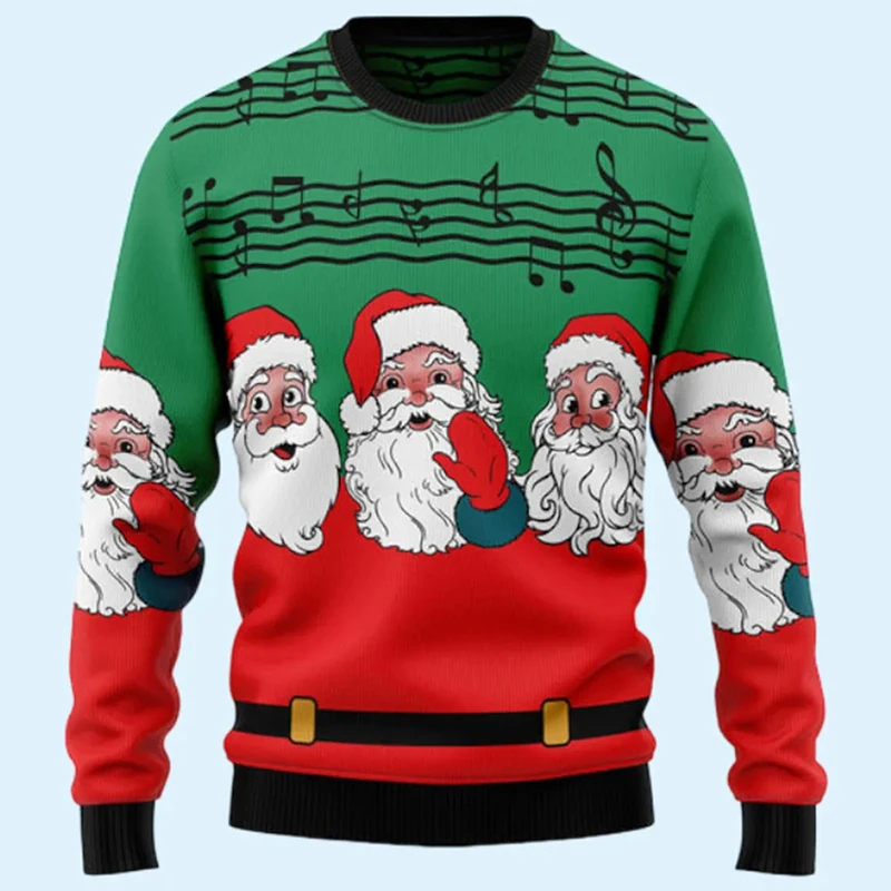 Fashion Ugly Sweater For Men Clothing Christmas Santa Claus Funny Party O Neck Sweatshirts Casual Male Pullovers Tops Tracksuit