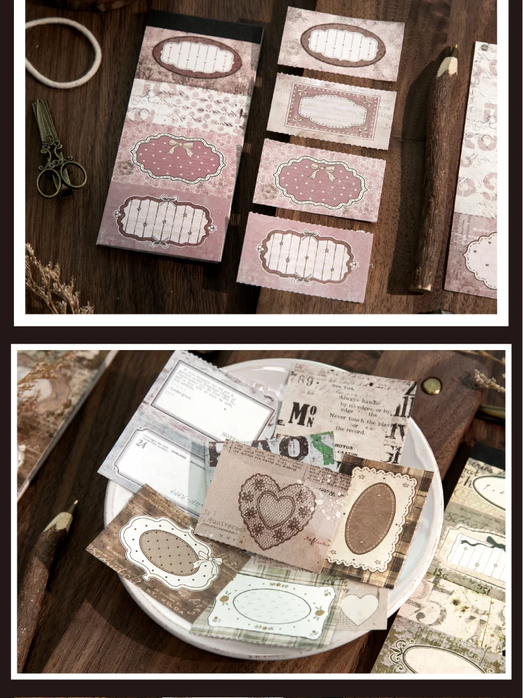 Journal GO 40 Stück Retro Abreißblock Vintage Rahmen Scrapbooking Dekorationsmaterial Collage Junk Journal DIY Materialpapier – Detail 10