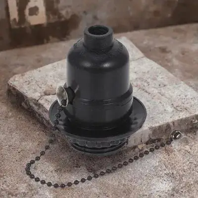 

Black Pull Chain Lamp Socket Bulb Base Heavy Duty Bulb Holder for Lamp Repair Garage Workshop Basement Shop