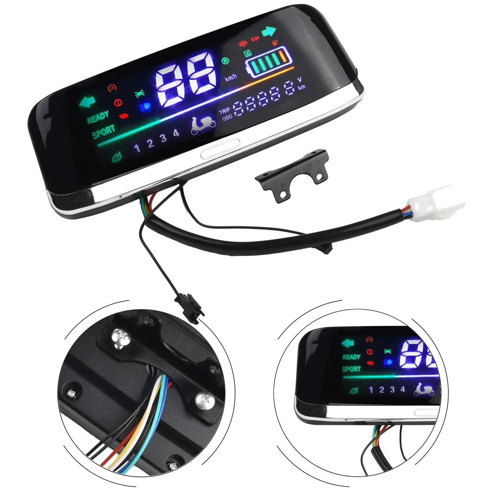 1x Electric Bike 48V 60V 72V Wide LCD Display Motor Speedmeter Screen 48-72V  Ebike Scooter Black Display Replacement Accessory