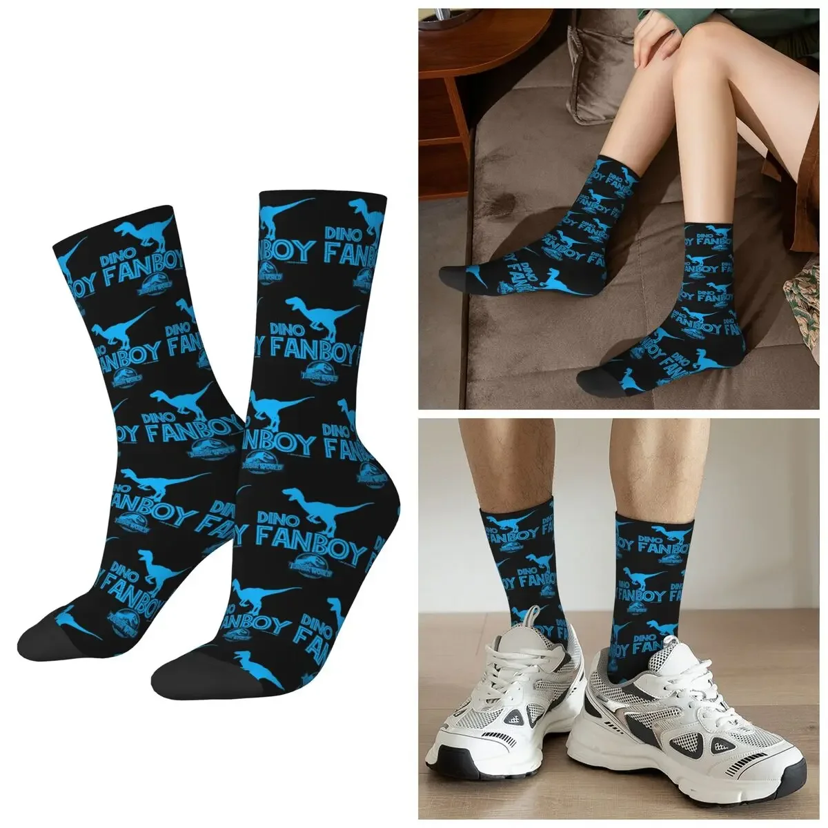 

Носки All Seasons Dino Fanboy - Jurassic World, носки в стиле Харадзюку, высококачественные носки для мужчин и женщин, подарки на День святого Валентина
