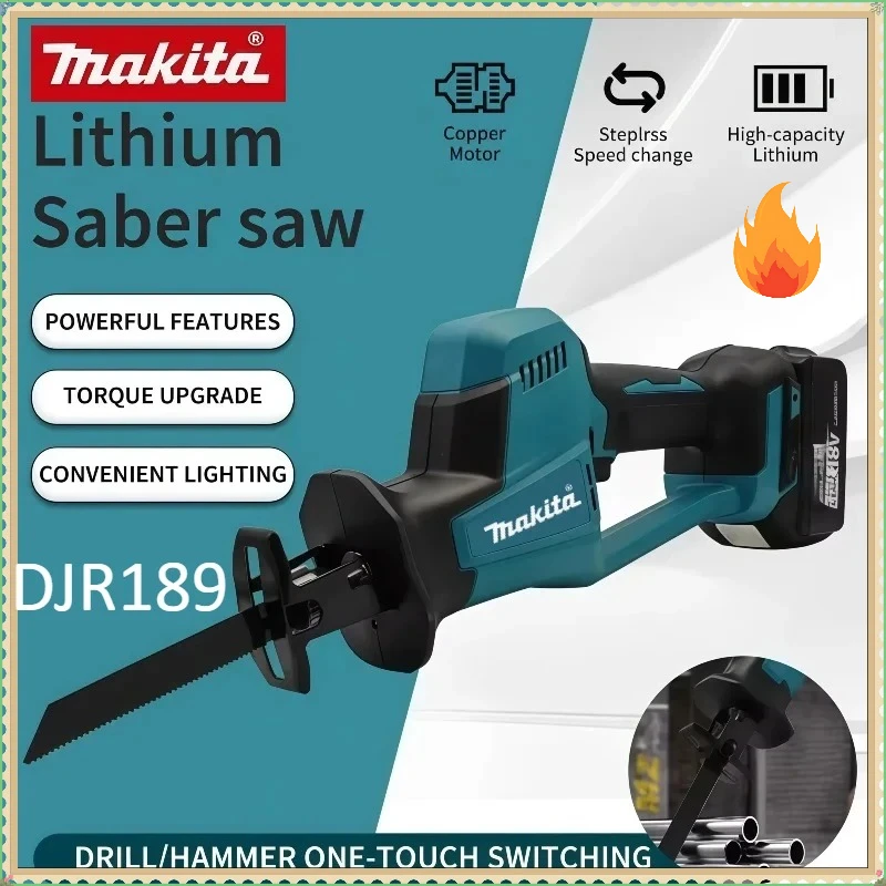 

Аккумуляторная бесщеточная сабельная пила Makita DJR189 для резки дерева и металла, портативный электроинструмент