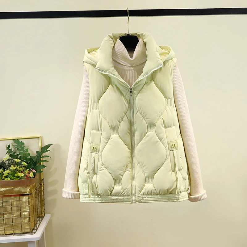 

Хлопковый жилет Thiened Jaet, съемная шапка, красивая свободная верхняя одежда для женщин, осень-зима, Новое поступление