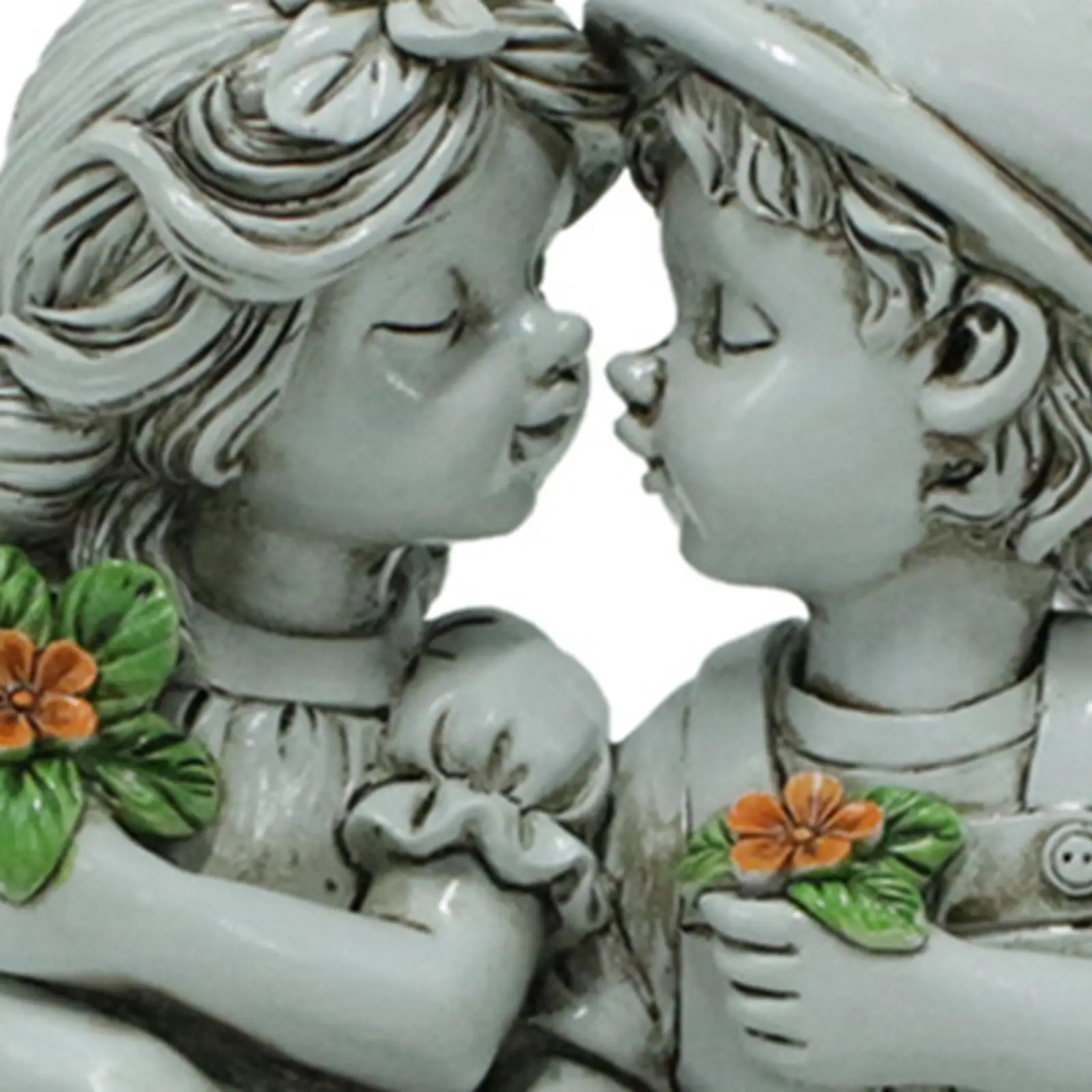 Boy and Girl Kissing Statue Collectible Tabletop Centerpiece Modern Resin Ornament for Farmhouse Holiday Yard Desktop Home