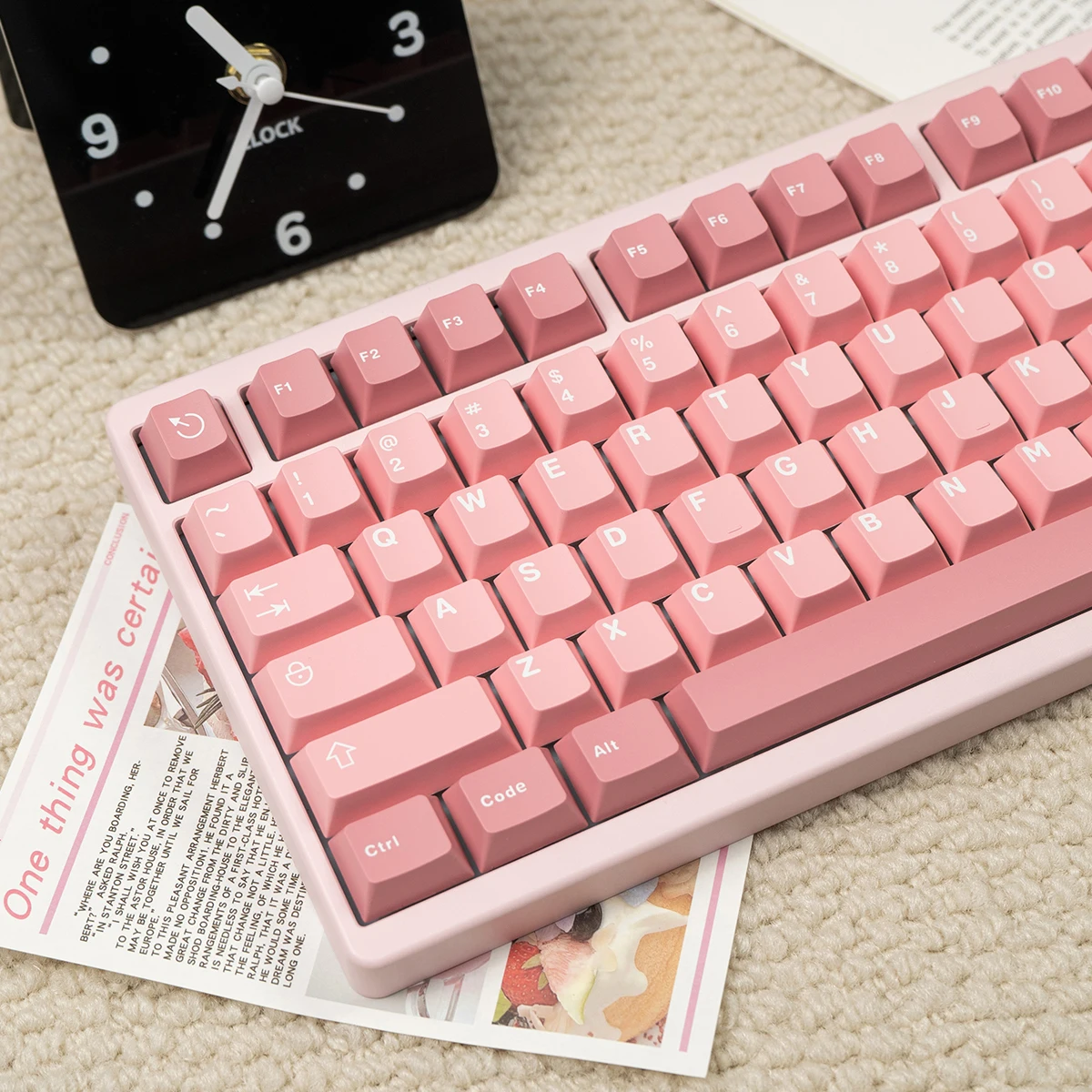 Aifei Pink Keycaps 121 Keys Double Shot Keycaps Cherry Profile ABS Keycaps Set For Cherry Mx Switches Mechanical Keyborard