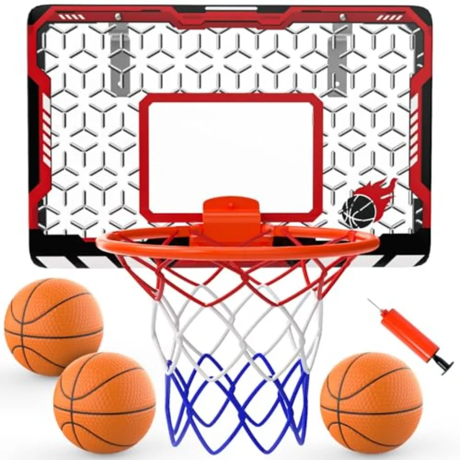 

Mini Basketball Hoop for Door and Wall Foldable Rim with 3 Balls and Pump Indoor Basketball Toy Game Set for Adults Bedroom Off