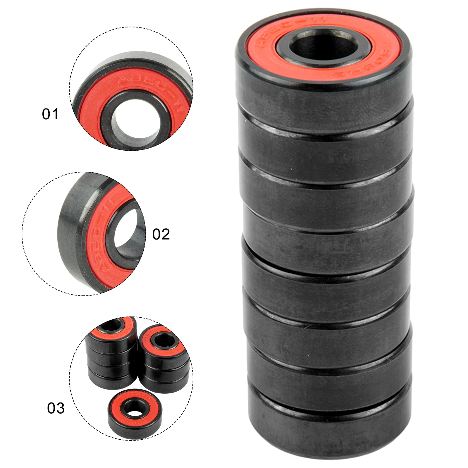 Hybrid Ceramic Ball And Roller Skate Bearings 608 High Speed Skateboard Bearings Hybrid Ceramic Bearings Double Side Dust Cover