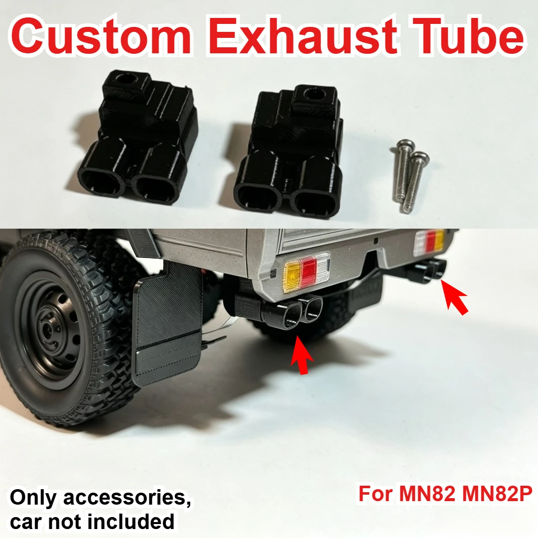 For 1/12 MN82 MN82P RC Off Road Car 3D Printed Exhaust Tube Custom Model Number Decorative Styling Decor Upgrade Mod Spare Parts