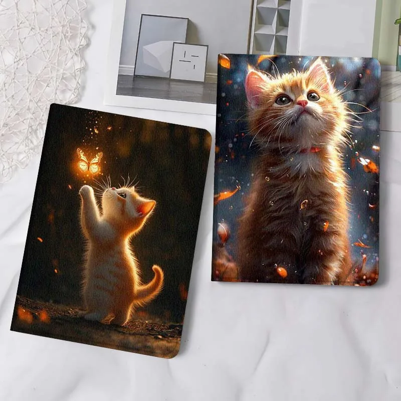 

Flower Oil Painting Cat Art Gift For iPad Pro Air Mini 2 3 4 5 6 7 6th 7th 10th 11th 10.2 9.7 10.5 11 Foldable Tablet Case