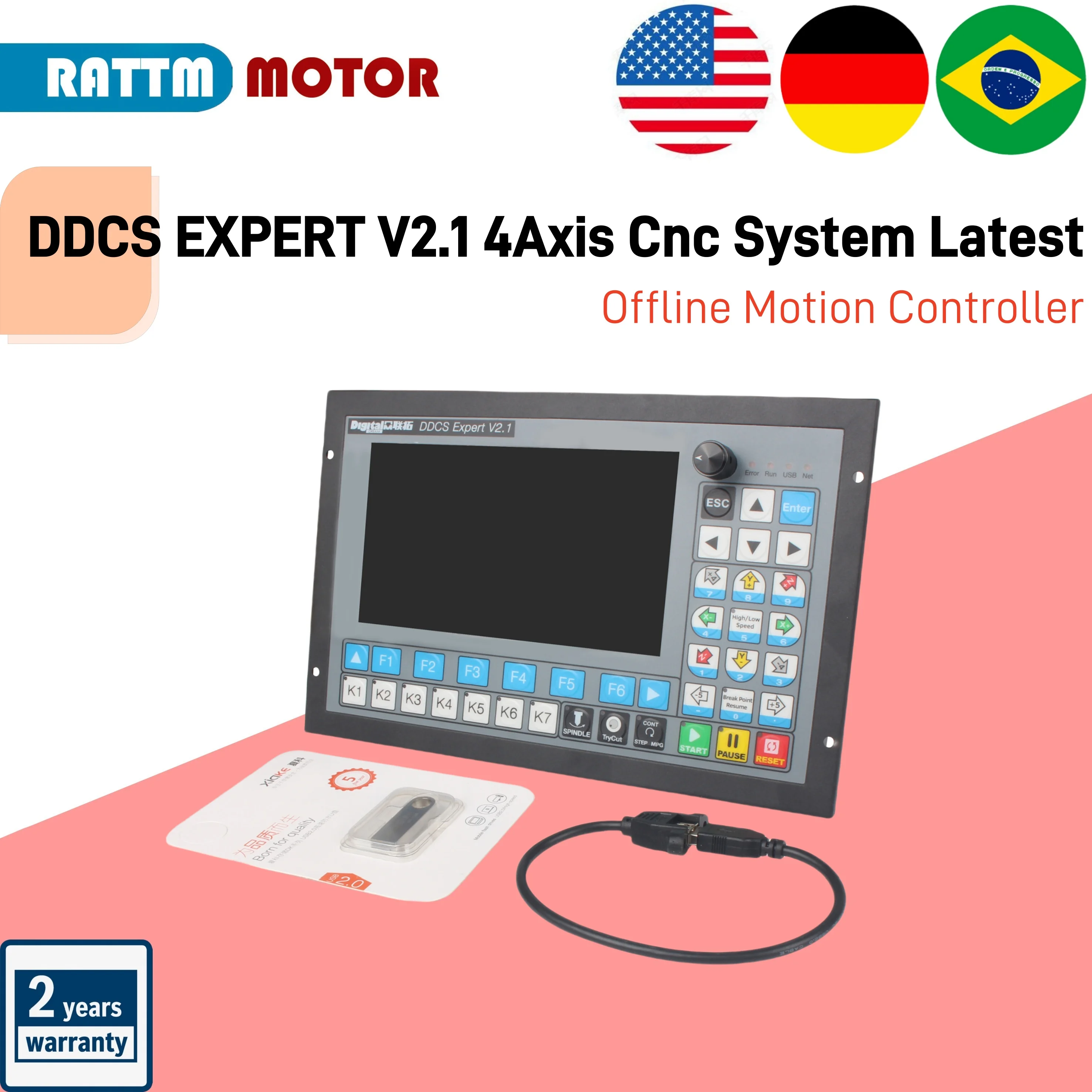 【EU&BR Stock】Stand Alone DDCS EXPERT V2.1 4Axis Cnc System Latest Extended Keyboard 75w 24V DC Power Offline Motion Controller