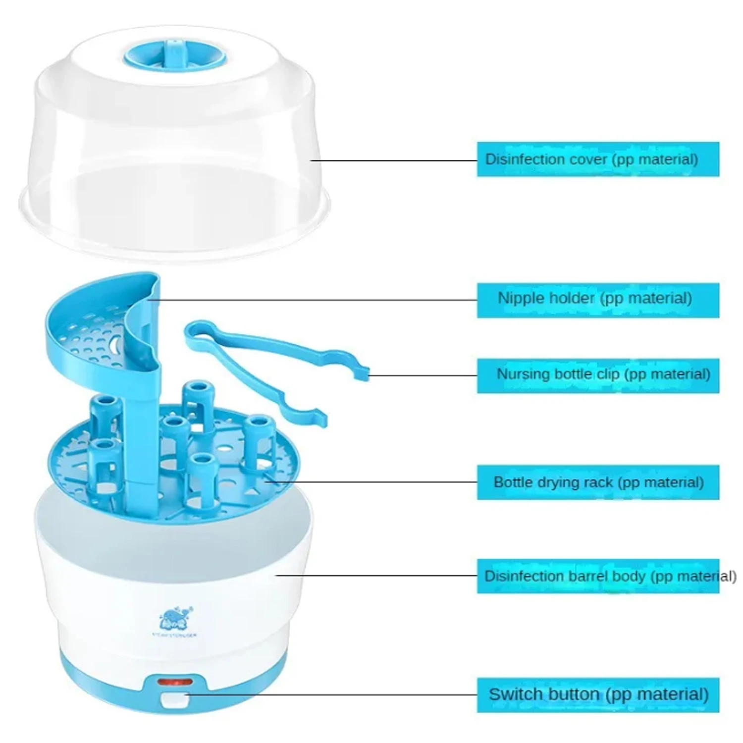 Stérilisateur de biberons électrique pour bébé, contrôle facile à un bouton, sucettes HI, pièces de tire-lait, sans BPA