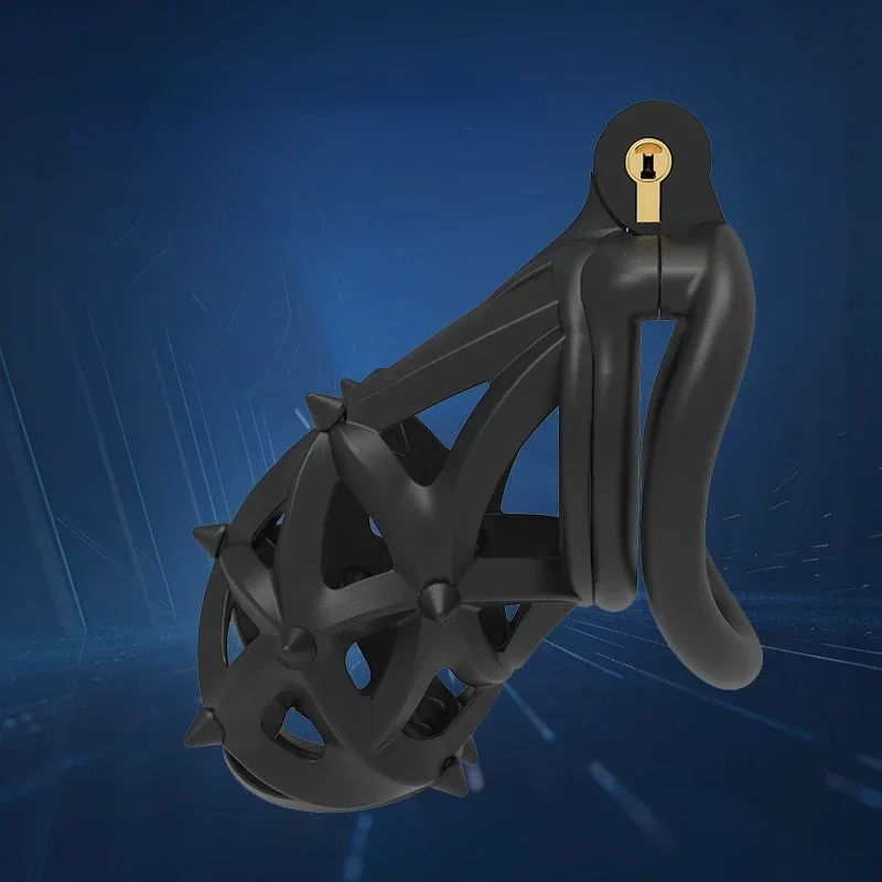2023 New Male Chastity Restraint with Double Headed Soft Spikes Breathable CB Lock Lightweight Cock Cage BDSM Adult Play 18+